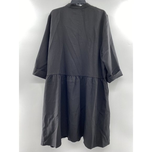 Tuckernuck Women's Black Stretch Crepe Royal Shirt Dress Mini Half Sleeve sz XXL - Picture 7 of 7